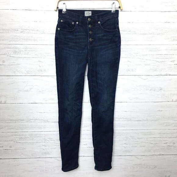 J. Crew Denim Women's Jeans 9" Toothpick Button Fly Dark Wash size 24 length 28" - Picture 1 of 10